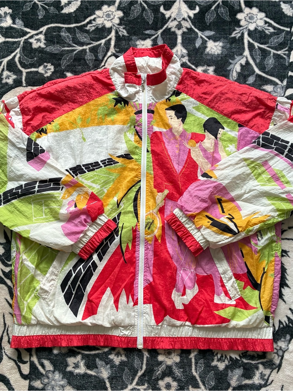 008 - VINTAGE 90s PRINCE TENNIS ALL OVER PRINT ZIP UP WINDBREAKER JACKET